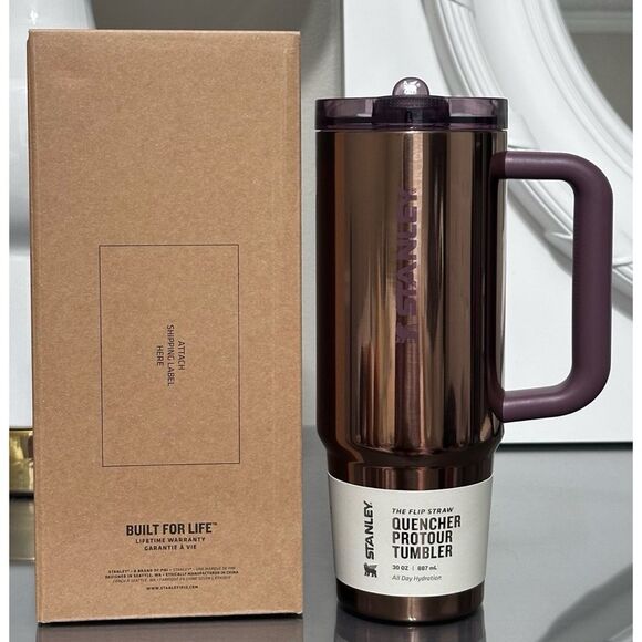STANLEY QUENCHER PROTOUR FLIP STRAW TUMBLER, 30OZ- POLISHED ROSE GOLD - Picture 1 of 5